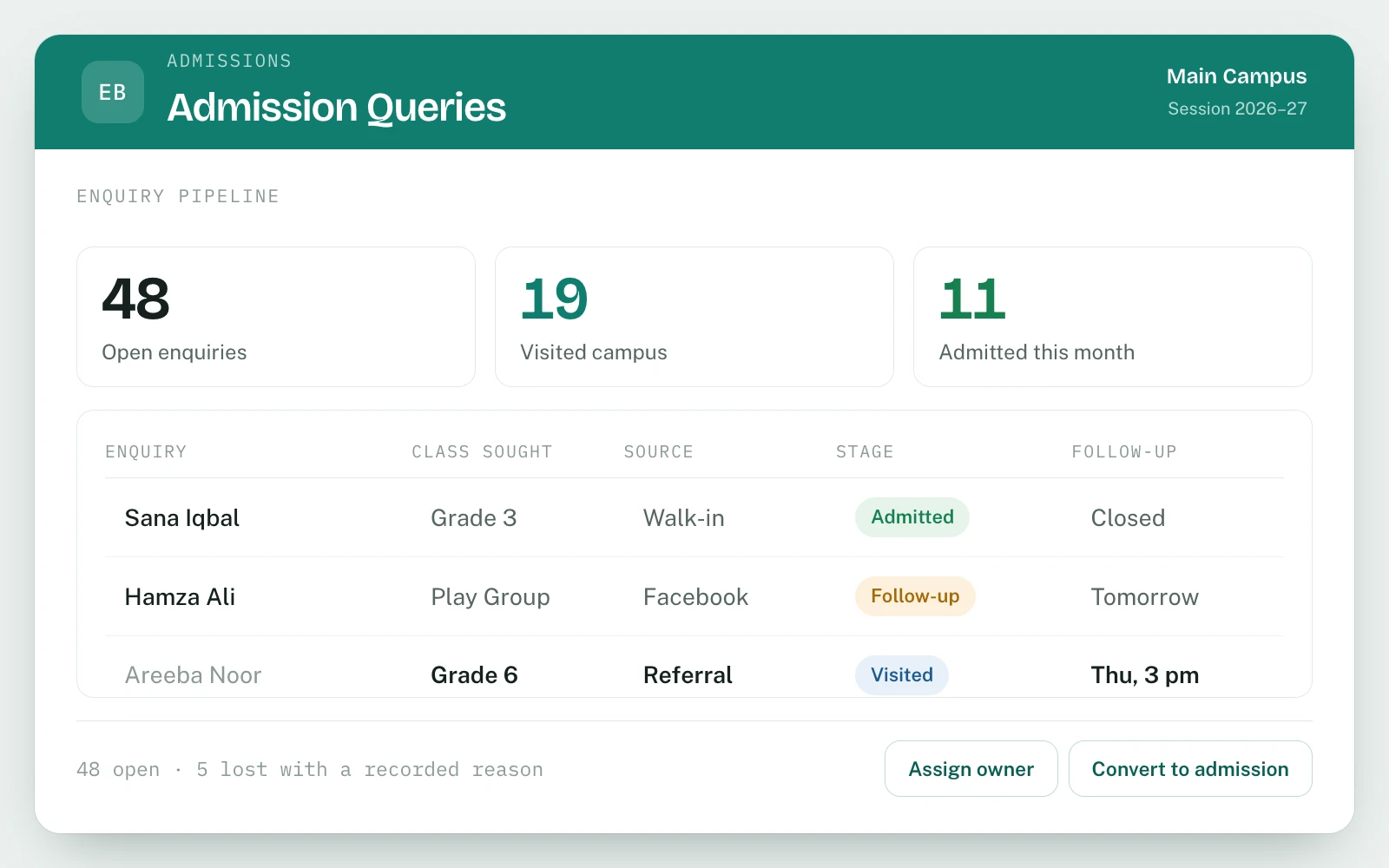 Student Management & Admissions in EDUBase (2 of 5)