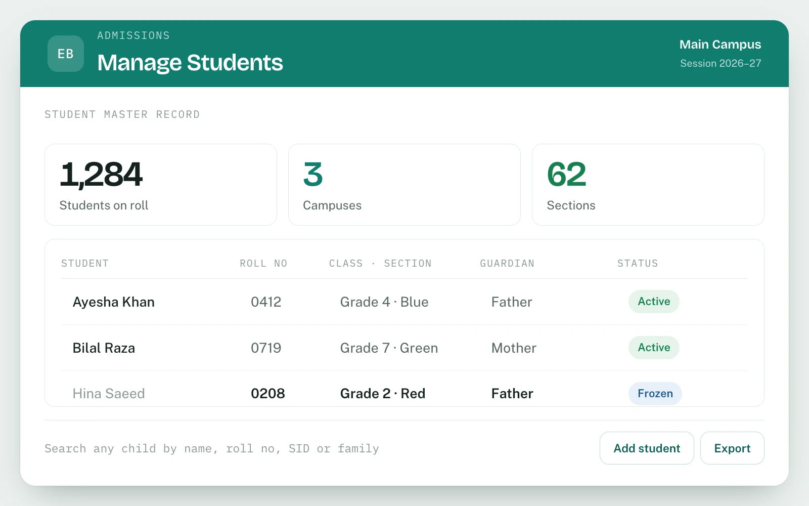 Student Management & Admissions in EDUBase (1 of 5)