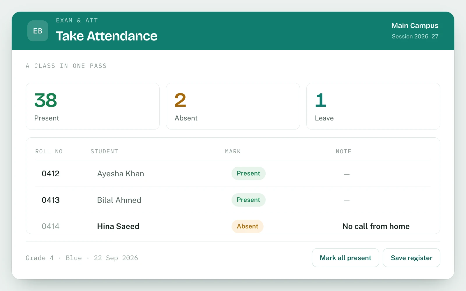 Student Attendance in EDUBase (1 of 5)