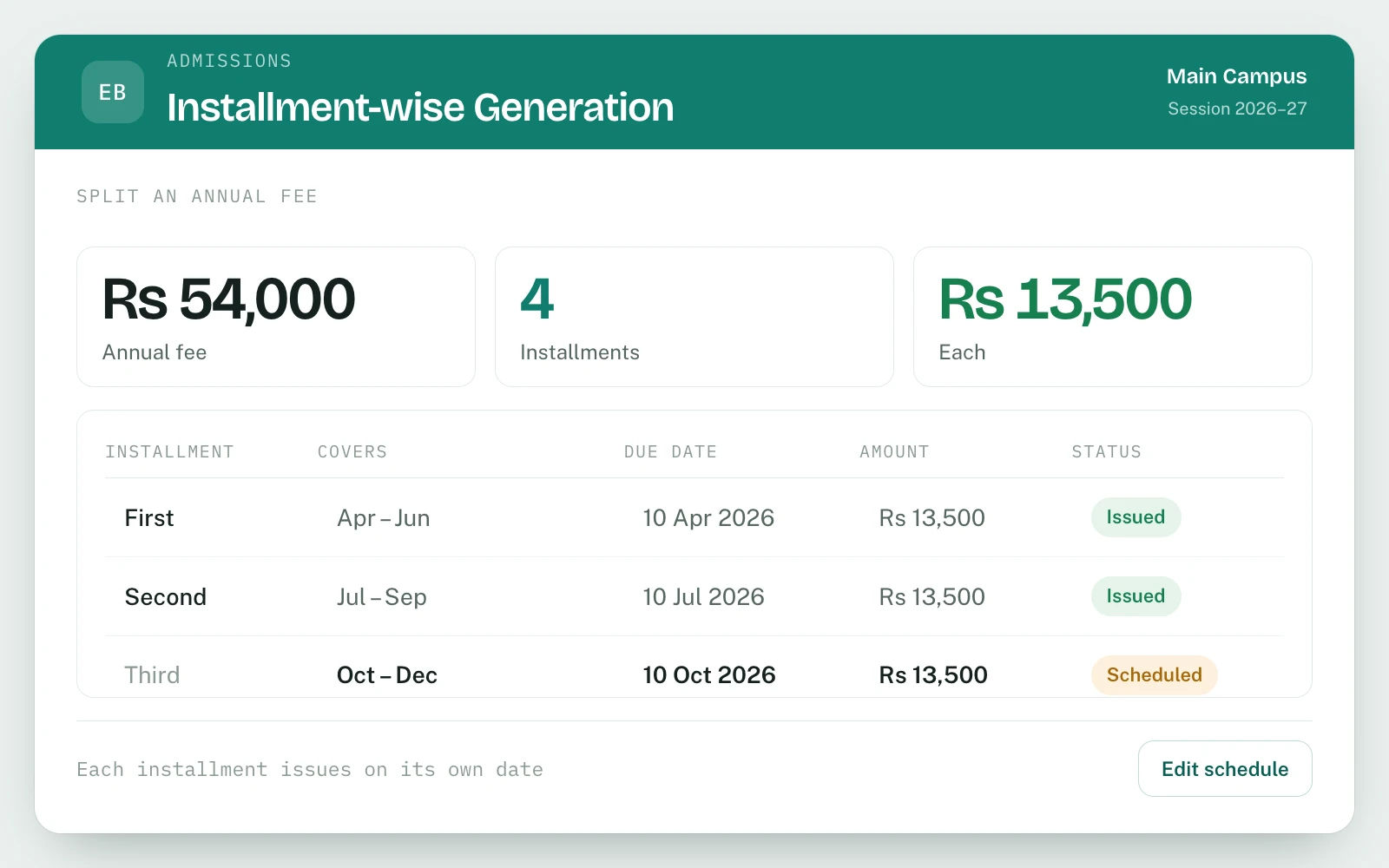 Bank Fee Collection in EDUBase (2 of 2)