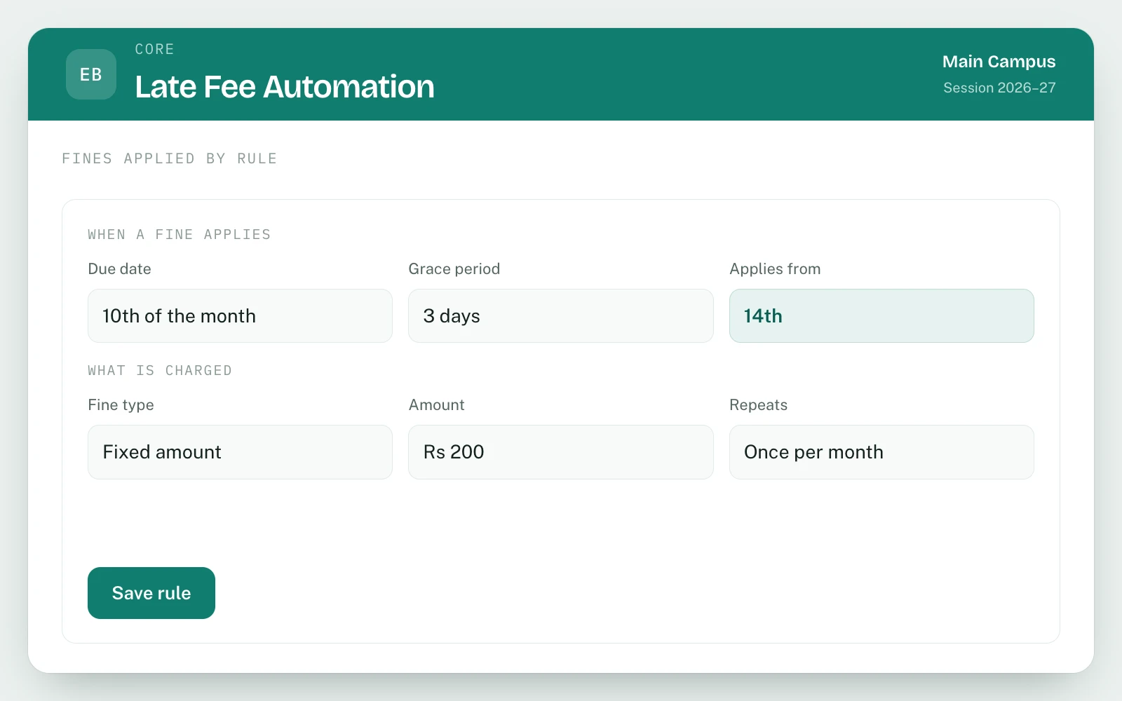 Fee Automation in EDUBase (2 of 3)