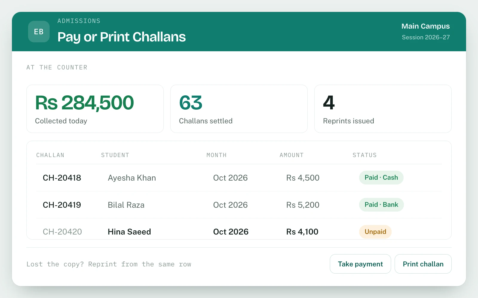 Fee Management & Challans in EDUBase (2 of 5)