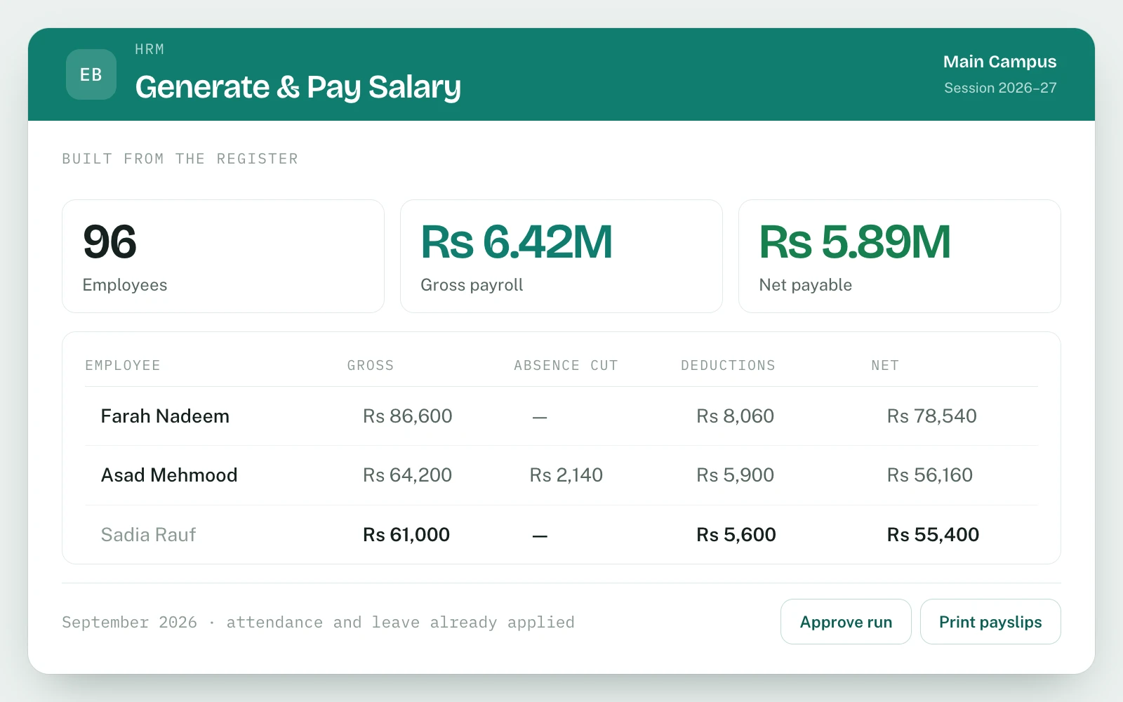 Payroll & Salaries in EDUBase (1 of 4)
