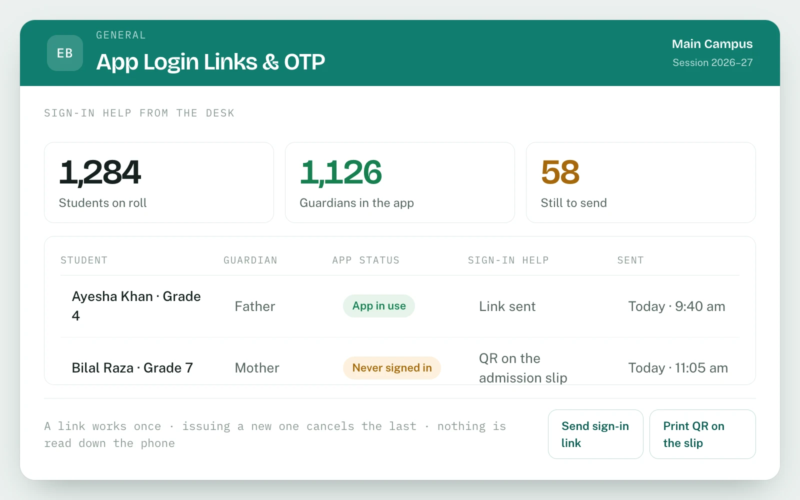 Parents App Controls in EDUBase (2 of 3)