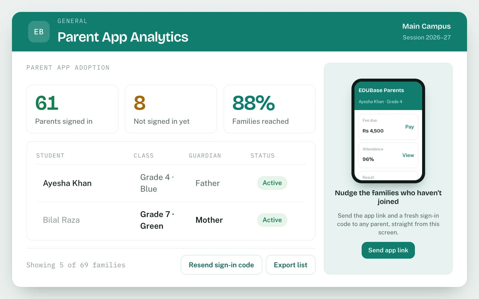 Parents App Controls in EDUBase (3 of 3)