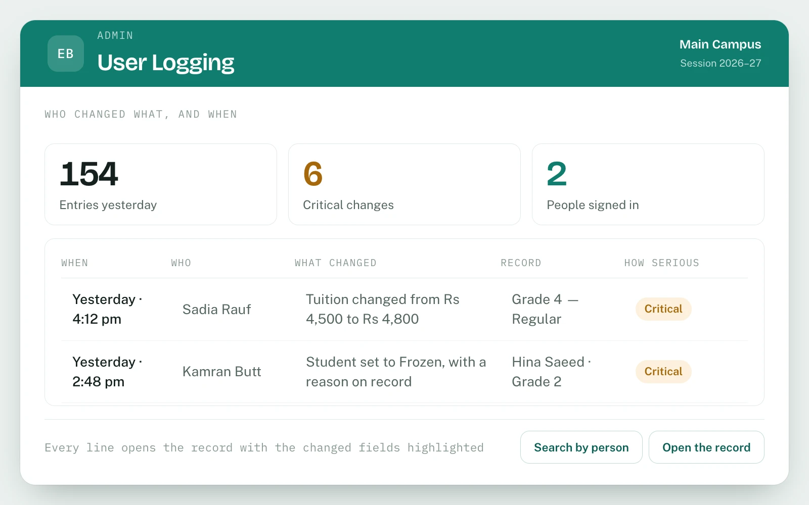 Users, Privileges & Activity Log in EDUBase (2 of 2)