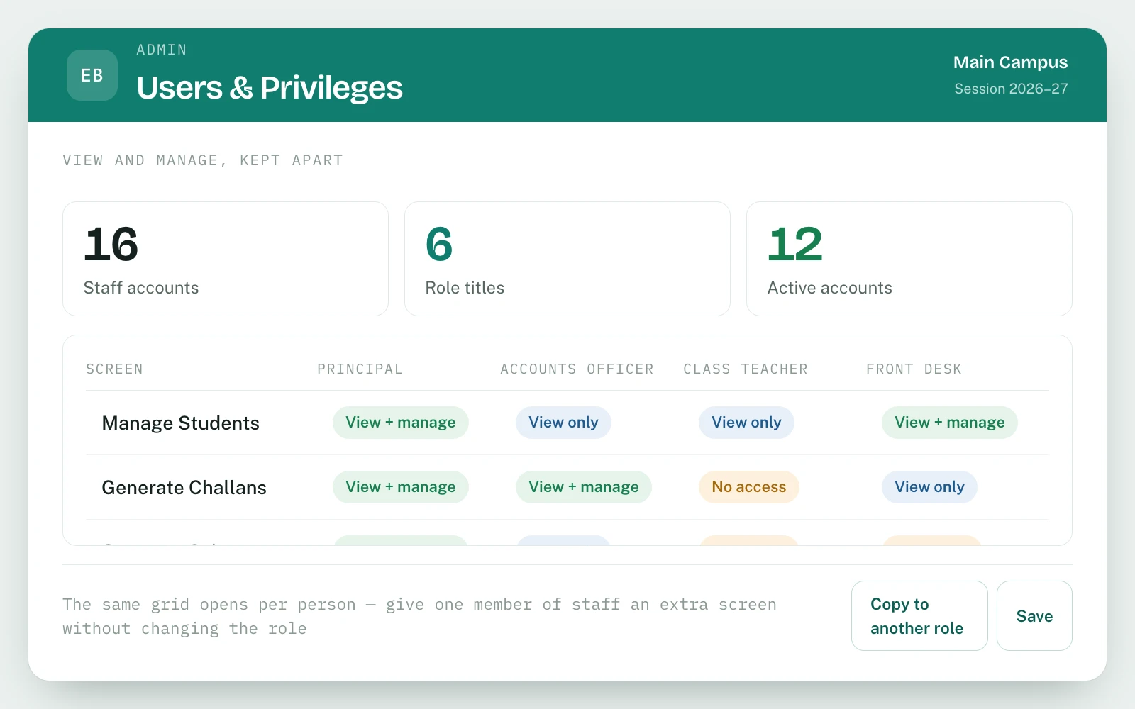 Users, Privileges & Activity Log in EDUBase (1 of 2)